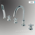 Deck mount 3 handle and shower bathtub faucets